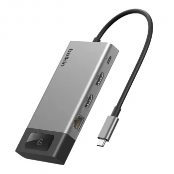 Hub USB-C Belkin CONNECT 8 en 1 pour 2 écrans, Space Gray