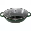 STAUB Wok 30 cm with Lid Cast Iron Basil Green