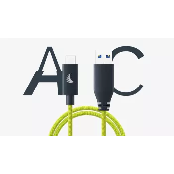 Câble Angelbird USB-A vers C 3.2 Solid Flex vert citron 1 ft UAC3SFL32