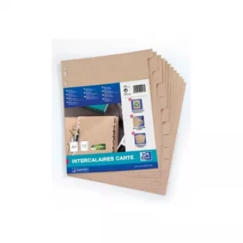 Intercalaires Oxford ELBA Touareg A4 12 onglets numérotés carton manille 160 g/m² perforation universelle