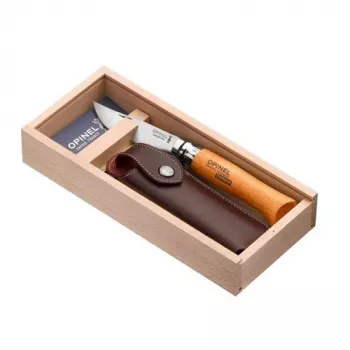 Couteau pliant Opinel N° 08 carbone avec manche en hêtre - lame de 8,5 cm
