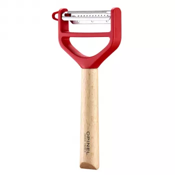 Ensemble d'économes en Y Opinel T-Duo, rouge, bois de hêtre