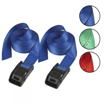 Sangles d'arrimage Master Lock 3110EURDATCOL 2,5m avec boucle à levier, 150kg, couleurs assorties, lot de 2