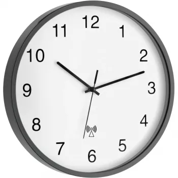 TFA 60.3511.10 Horloge murale radio-pilotée, ronde, gris/blanc, plastique/verre, design classique