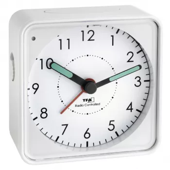 Réveil TFA 60.1510.02 Picco RC - Quartz analogique - Blanc - Plastique - Alimentation par pile - Fonction snooze et rétroéclairage