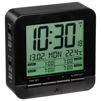 Réveil radio-piloté TFA 60.2536.01 - Écran LCD numérique, noir