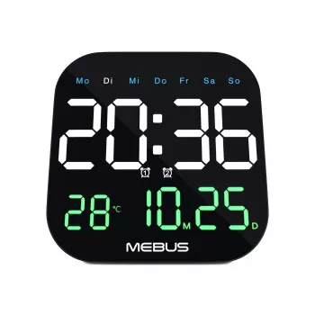 Mebus 19855 horloge de table analogique radio-pilotée 18,5 cm noire