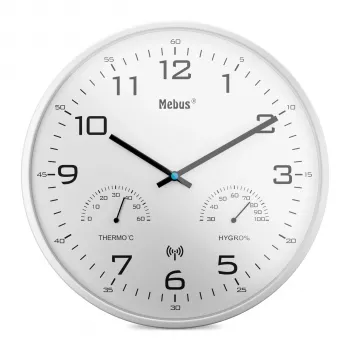 MEBUS 52841 Horloge murale radio-pilotée, cadre noir, cadran blanc, 30 cm