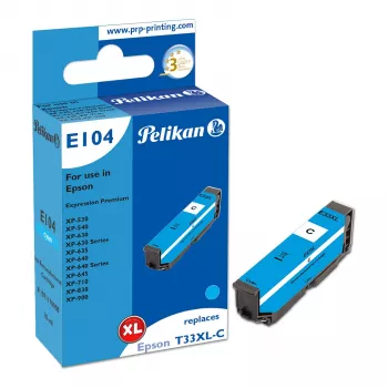 Cartouche d'encre compatible Pelikan E104 cyan à haut rendement (XL) pour Epson XP-530 XP-540 XP-630 XP-635 XP-640 XP-645 XP-710 XP-830 XP-900