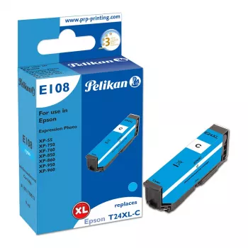 Cartouche d'encre compatible Pelikan E108 cyan à haut rendement (XL) pour Epson Expression Photo XP-55/XP-750/XP-760/XP-850/XP-860/XP-950/XP-960 - 1 pack