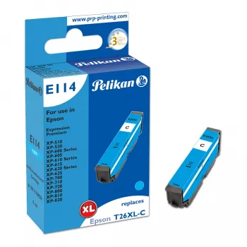 Cartouche d'encre compatible Pelikan E114 cyan haute capacité (XL) pour Epson Expression Premium séries XP-510, XP-520, XP-600, XP-700, XP-800