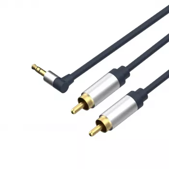 Câble audio ShiverPeaks Flexline jack stéréo 3,5 mm vers 2x RCA, connecteur coudé, 0,75 m, noir
