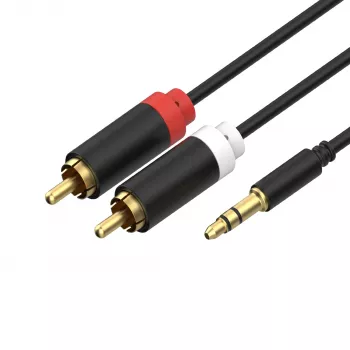 Câble audio stéréo ShiverPeaks jack 3,5 mm vers 2x RCA 1,5 m plaqué or noir