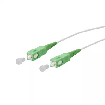Câble patch fibre optique METZ CONNECT OpDAT SC APC vers SC APC OS2 monomode simplex 2,0 m blanc