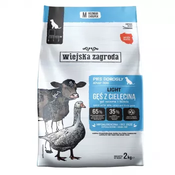 Aliment sec pour chiens WIEJSKA ZAGRODA Light à l'oie et au veau 2 kg