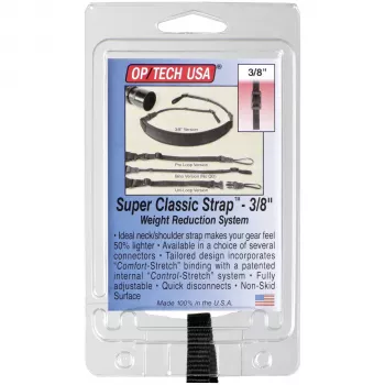 Sangle d'appareil photo OP TECH Super Classic-Strap 3/8 - néoprène, nylon, cuir - noire - capacité 6,8 kg - longueur 129,5 cm