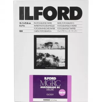Papier photographique noir et blanc brillant ILFORD MG RC Deluxe 1M 13x18 cm, 100 feuilles