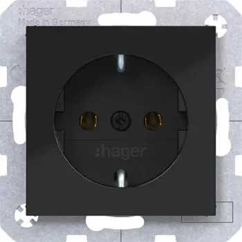 Hager WAS1100BG prise SCHUKO Type F bornes à insertion noir nuit brillant