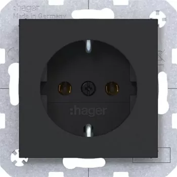 Hager WAS1100BM prise SCHUKO bornes à insertion noir nuit mat