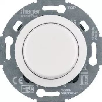 Hager WTN4011WG variateur rotatif universel avec pièce centrale, système 1930/Glas, blanc, encastré, R L C LED