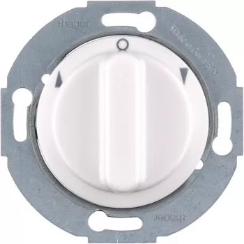 Interrupteur rotatif store/volets roulants Hager WTE6161WG 1 pôle blanc polaire satiné