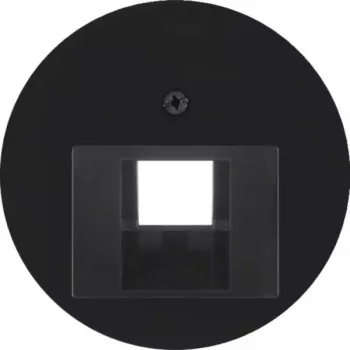 Plaque centrale pour prise UAE/RJ45 HAGER WLF1007BG, Berker R.Classic, noir brillant