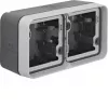 Hager WNA685 Surface-Mounted Enclosure Base 2-Gang Horizontal with Frame 4 Cable Entries IP55 Polar White