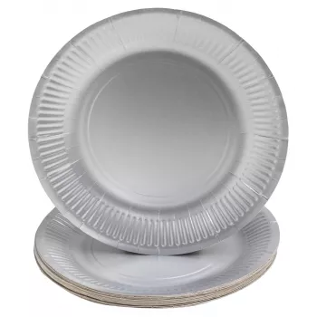 PROnappe 10 assiettes en carton Ø 23 cm argent