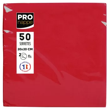 Serviettes en papier PROnappe rouges 2 plis 20 x 20 cm lot de 50