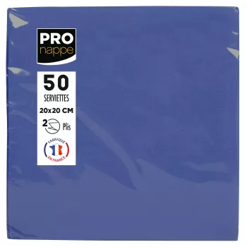 Serviettes en papier PROnappe bleu marine 2 plis 20,0 x 20,0 cm 50 pièces
