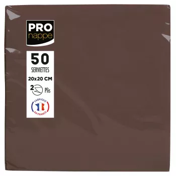 Serviettes en papier PROnappe marron 2 plis 20,0 x 20,0 cm 50 pièces
