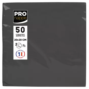 Serviettes en papier PROnappe noires 2 plis 20 x 20 cm 50 pièces