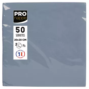 Serviettes de table PROnappe grises 2 plis 20,0 x 20,0 cm 50 pièces