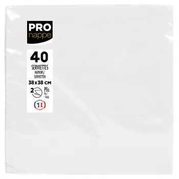 Serviettes en papier PROnappe blanches 2 plis 19 x 19 cm lot de 40