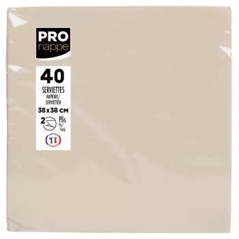 Serviettes en papier PROnappe crème 2 plis 19,0 x 19,0 cm 40 pièces
