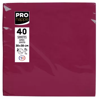Serviettes en papier PROnappe bordeaux 2 plis 19,0 x 19,0 cm 40 pièces