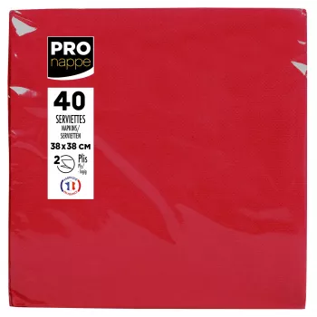 Serviettes en papier PROnappe rouges 2 plis 19 x 19 cm lot de 40