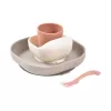 Beaba set de repas bébé en silicone avec base ventouse Terracotta (913602)