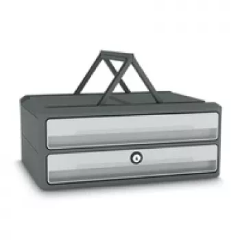 CEP Office Solution MoovUp Drawer Box with Lock Light Grey DIN A4 Landscape 2 Drawers