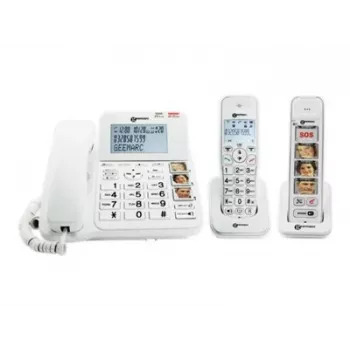 Pack Geemarc SENIOR 295 téléphone senior filaire et sans fil avec répondeur, touches photo, combiné sans fil avec écran éclairé, blanc