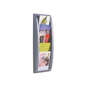 PAPERFLOW Porte-brochures mural A5 5 compartiments aluminium