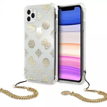 Guess GUHCN58KSPEGO Hardcase for Apple iPhone 11 Pro 5.8 inch Gold Peony Chain Collection