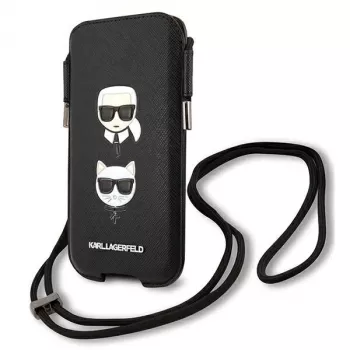 Coque rigide Karl Lagerfeld Ikonik Karl & Choupette Head pour iPhone 12 / 12 Pro 6,1 inch noire