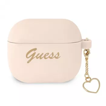 Guess GUA3LSCHSP Silicone Charm Heart Collection Case for Apple AirPods 3rd Generation - Pink