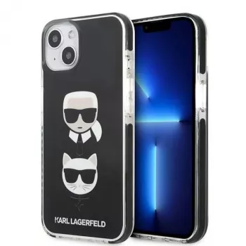 Karl Lagerfeld KLHCP13STPE2TK Hard Case for iPhone 13 mini, 5.4 inch, Black, Karl & Choupette Head