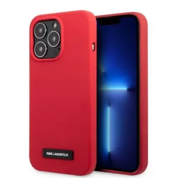 Karl Lagerfeld KLHCP13LSLMP1R Silicone Plaque Hard Case for iPhone 13 Pro / 13 6.1 inch - Red