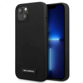 Karl Lagerfeld Coque arrière Silicone Plaque pour Apple iPhone 13 mini 5,4 pouces - noire