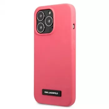Karl Lagerfeld Coque rigide pour iPhone 13 Pro Max 6,7 pouces fuchsia Silicone Plaque