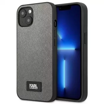 Karl Lagerfeld Coque rigide Saffiano Plaque pour Apple iPhone 13 mini 5,4 pouces - argent