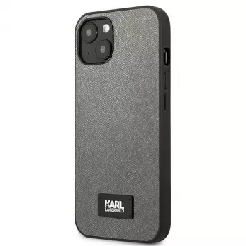 Karl Lagerfeld Coque rigide Saffiano Plaque pour Apple iPhone 13 mini 5,4 pouces - argent